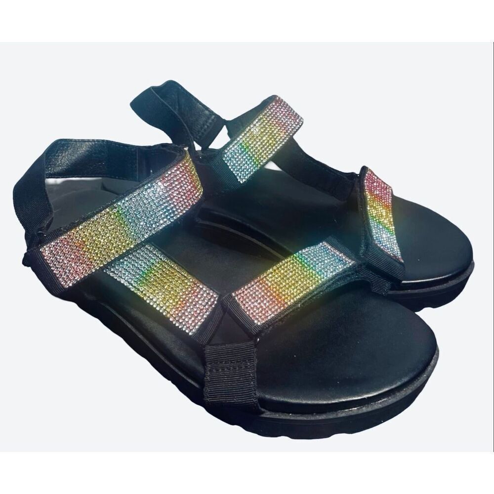 Torrid Rhinestone Rainbow Tech Sandals NWOB - Picture 3 of 7